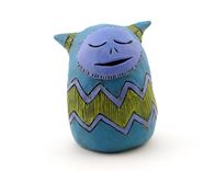 Clay Monster Figurine Sculpture Teal Blue Green 1 small