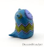Clay Monster Figurine Sculpture Teal Blue Green 4 small