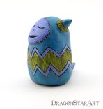 Clay Monster Figurine Sculpture Teal Blue Green 5 small