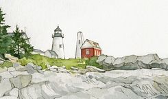 Pemaquid Point Lighthouse Original Watercolor 2 small