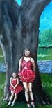 Cousins By The Tree 1955 Oil Painting 1 small