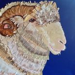 Fluffy Ram Original Painting Collage 1 small