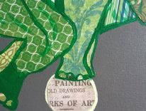 Green Circus Elephant On Ball Original Painting Collage 3 small