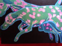 Pink And Green Dalmatian Notecard Set 1 small