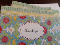 Blue And Green Collage Thank You Notecard Set 2 small