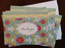 Blue And Green Collage Thank You Notecard Set 3 small