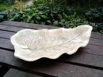 Huge Ceramic Leaf Bowl Sculpture From Real Leaf With Watercolor Glaze By Faith Ann Of Fao 3 small