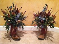 Cowboy Boots - Custom Floral Arrangement Set Of 2 2 small