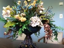 Cut Glass Blue Vases And Oblong Container - Custom Arrangements 1 small