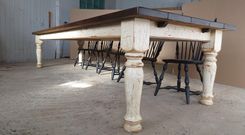 12' Pine Farm Table With Crackle Finish 1 small