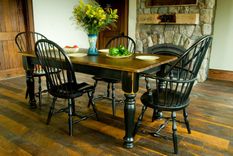 Pine Farmhouse Dining Table & Six Chairs 2 small
