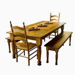 Pine Farmhouse Dining Table, Chairs & Matching Benches 1 small