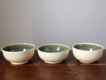 Ceramic Bowls Wheel Thrown Pottery In "Ivory Sencha" 2 small