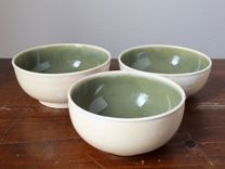 Ceramic Bowls Wheel Thrown Pottery In "Ivory Sencha" 1 small