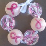 Breast Cancer Awareness Ribbon Lampwork Glass Beads And Jewelry 2 small