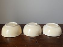 Ivory Sencha Green Tea Small Cereal Ice Cream Bowls Wheel Thrown Stoneware Ceramic Pottery 3 small