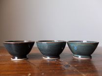 3 Prep Condiment Sauce Bowls Denim Blue Wheel Thrown Stoneware Ceramic Pottery By Gemfox Sra Usa 1 small