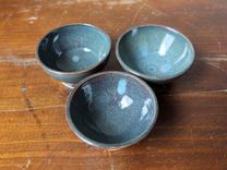 3 Prep Condiment Sauce Bowls Denim Blue Wheel Thrown Stoneware Ceramic Pottery By Gemfox Sra Usa 2 small