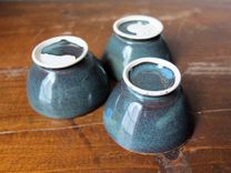 3 Prep Condiment Sauce Bowls Denim Blue Wheel Thrown Stoneware Ceramic Pottery By Gemfox Sra Usa 3 small