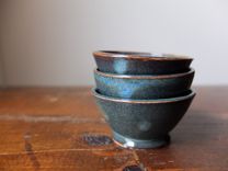 3 Prep Condiment Sauce Bowls Denim Blue Wheel Thrown Stoneware Ceramic Pottery By Gemfox Sra Usa 4 small