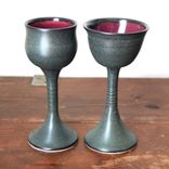 2 Iron Purple Wine Glasses Goblets Chalices Wheel Thrown Stoneware Ceramic Pottery By Gemfox Sra Usa 2 small