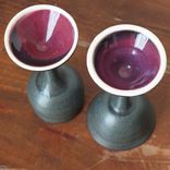 2 Iron Purple Wine Glasses Goblets Chalices Wheel Thrown Stoneware Ceramic Pottery By Gemfox Sra Usa 4 small