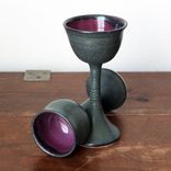 2 Iron Purple Wine Glasses Goblets Chalices Wheel Thrown Stoneware Ceramic Pottery By Gemfox Sra Usa 5 small