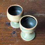 Sencha Iron Shot Glasses Chalice Goblet Wine Tasting Glass Wheel Thrown Stoneware Ceramic Pottery 4 small