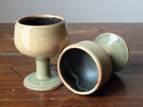 Sencha Iron Shot Glasses Chalice Goblet Wine Tasting Glass Wheel Thrown Stoneware Ceramic Pottery 5 small
