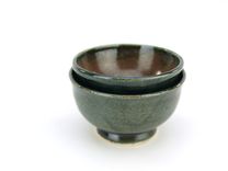 Pond & Cinnamon Set Of 2 Sauce Prep Condiment Cups Ceramic Pottery Wheel-Thrown Black & Brown Wares 5 small
