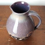 Invito Pitcher By Gemfox Stoneware Wheel Ceramic Pottery Black Purple Scrollwork Floral Arabesque 4 small