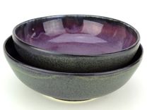 2 Iron Purple Bowls Serving Dishes Wheel Thrown Stoneware Ceramic Pottery By Gemfox Sra Usa 3 small