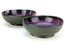 2 Iron Purple Bowls Serving Dishes Wheel Thrown Stoneware Ceramic Pottery By Gemfox Sra Usa 4 small