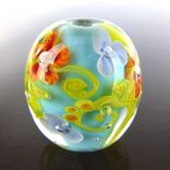 Tropical Daubs Encased Floral Bead Handmade Lampwork Glass Flamework By Gemfox Sra Usa 1 small
