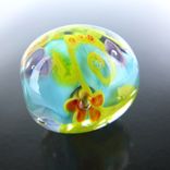 Tropical Daubs Encased Floral Bead Handmade Lampwork Glass Flamework By Gemfox Sra Usa 2 small