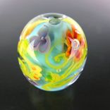 Tropical Daubs Encased Floral Bead Handmade Lampwork Glass Flamework By Gemfox Sra Usa 3 small