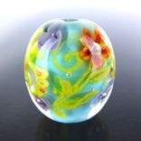 Tropical Daubs Encased Floral Bead Handmade Lampwork Glass Flamework By Gemfox Sra Usa 4 small