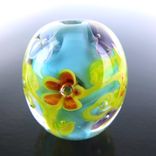 Tropical Daubs Encased Floral Bead Handmade Lampwork Glass Flamework By Gemfox Sra Usa 5 small