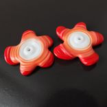 2 Bright Red Floral Whimsy Bead Buttons Handmade Lampwork Glass By Gemfox Sra Usa 2 small