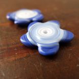 2 Lapis Blue Floral Whimsy Bead Buttons Handmade Lampwork Glass By Gemfox Sra Usa 1 small