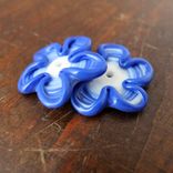 2 Lapis Blue Floral Whimsy Bead Buttons Handmade Lampwork Glass By Gemfox Sra Usa 2 small