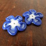 2 Lapis Blue Floral Whimsy Bead Buttons Handmade Lampwork Glass By Gemfox Sra Usa 3 small