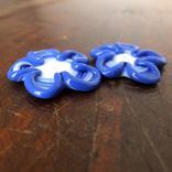 2 Lapis Blue Floral Whimsy Bead Buttons Handmade Lampwork Glass By Gemfox Sra Usa 4 small