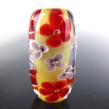 Dijon Floral Bead Handmade Lampwork Glass By Gemfox Sra Usa 1 small