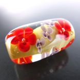Dijon Floral Bead Handmade Lampwork Glass By Gemfox Sra Usa 4 small