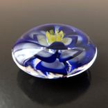 Cobalt Blue Lotus Bead Button Handmade Lampwork Glass By Gemfox Sra Usa 1 small
