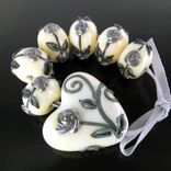 7 Antiq Gf Roses Silver Purple Copper Green Lampwork Glass Beads Set By Gemfox Sra Usa 1 small