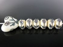 7 Antiq Gf Roses Silver Purple Copper Green Lampwork Glass Beads Set By Gemfox Sra Usa 2 small