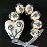 7 Antiq Gf Roses Silver Purple Copper Green Lampwork Glass Beads Set By Gemfox Sra Usa 3 small