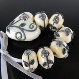 7 Antiq Gf Roses Silver Purple Copper Green Lampwork Glass Beads Set By Gemfox Sra Usa 4 small